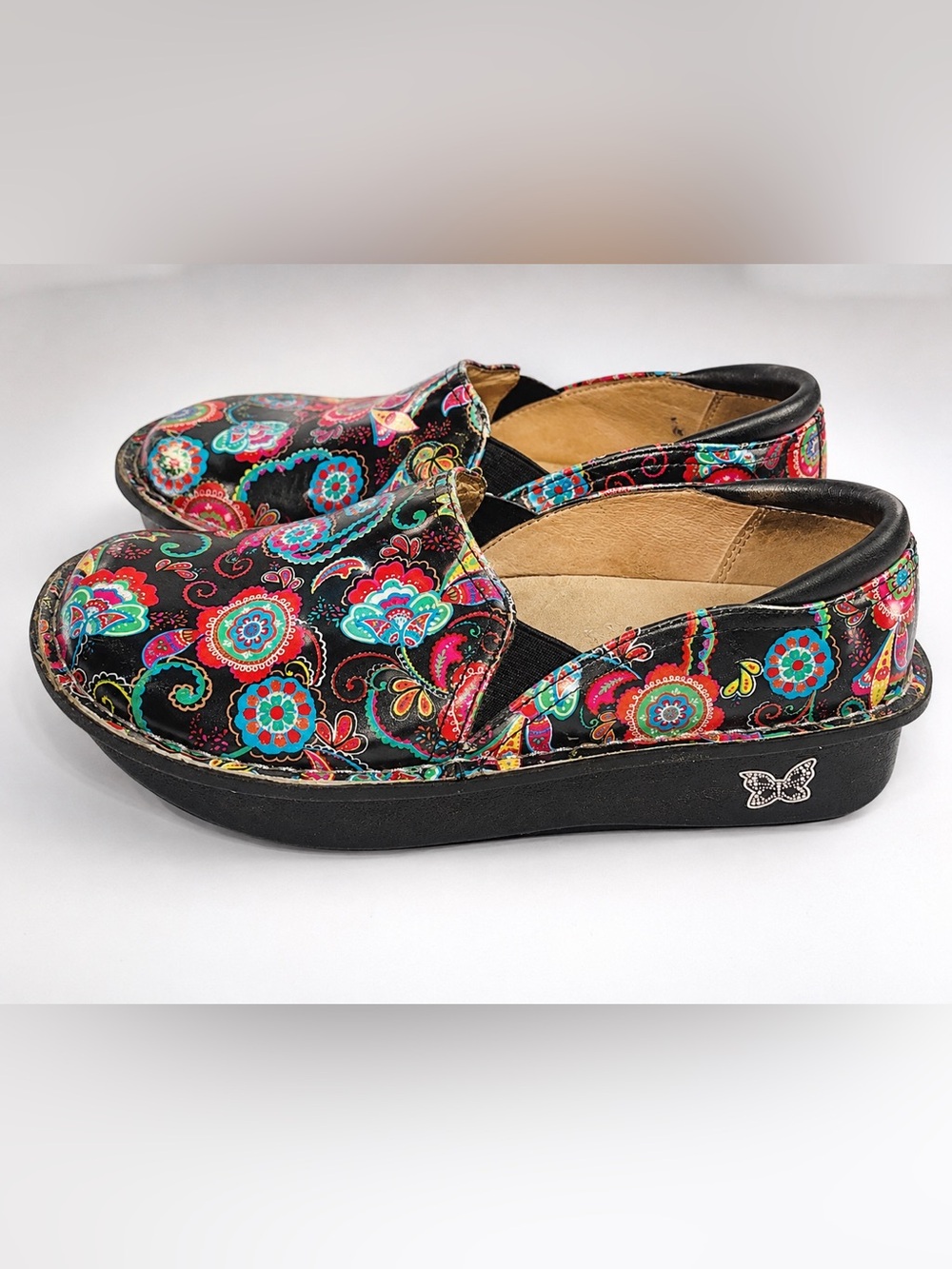 Alegria Debra Floral Mary Jane‎ Clogs Size 34 Paisley Party Boho Leather Comfy!